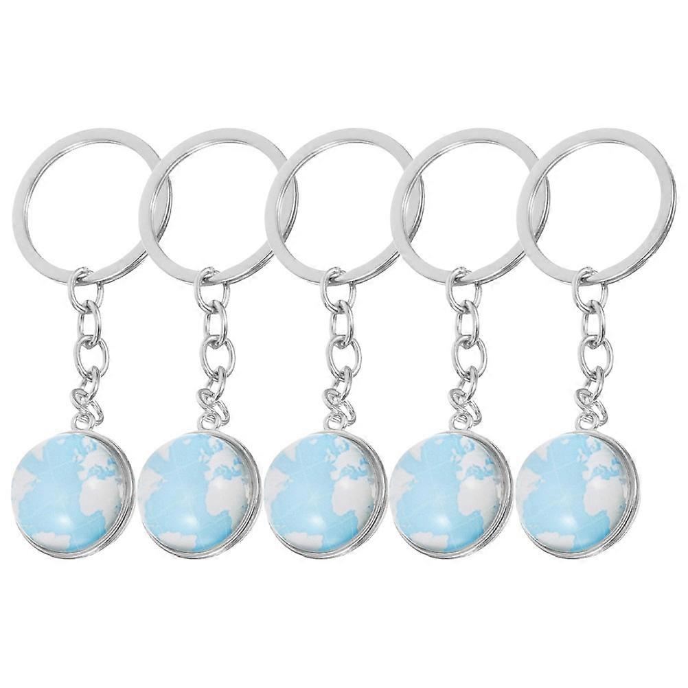 5pcs Globe Keychains Planet Key Rings, Educational Party Favors, Lightweight Pendant Charms for Students & Key Organizers