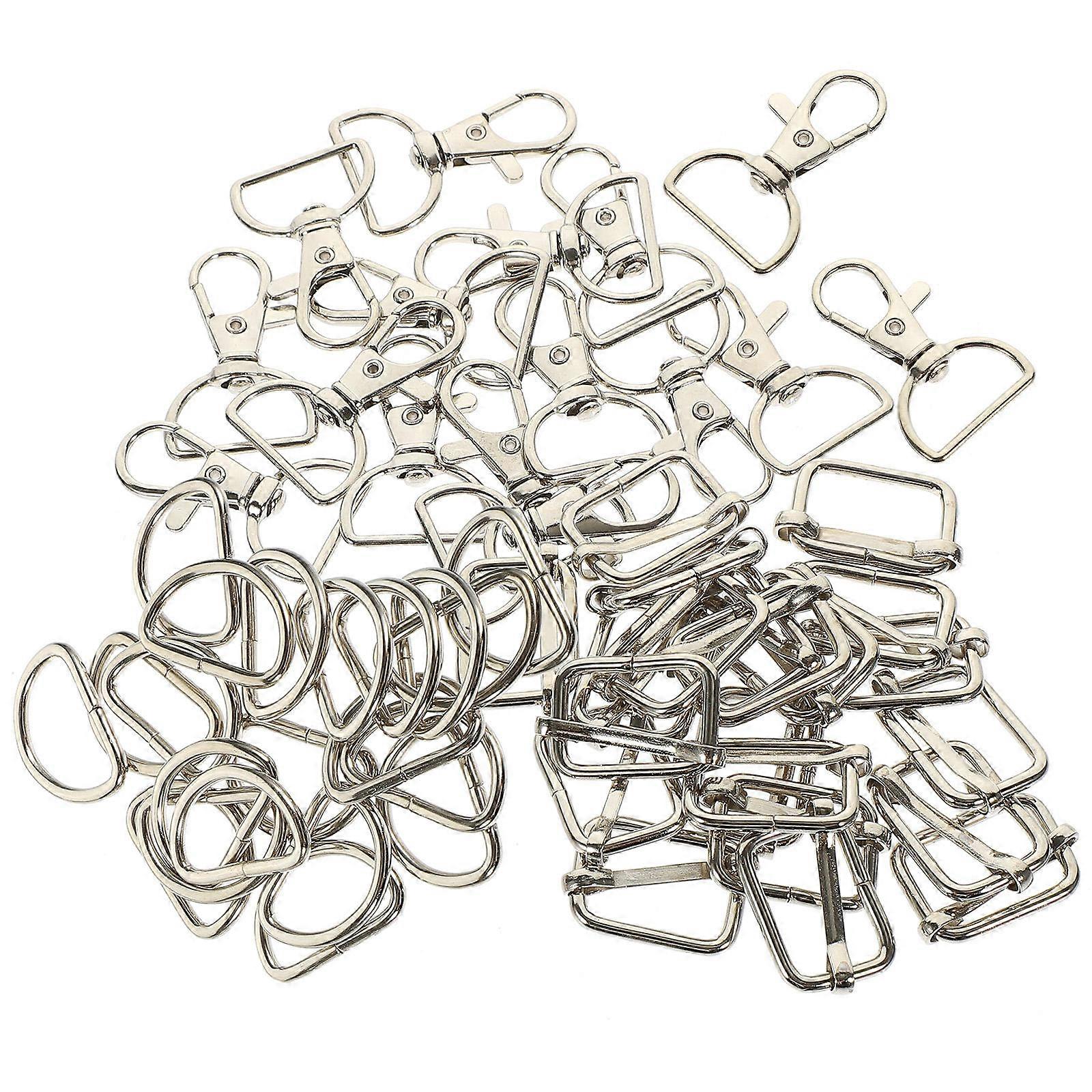 Silver Zinc Alloy Rotatable D Rings Set for Bag Making 1 Set Multi-function Backpack Purse