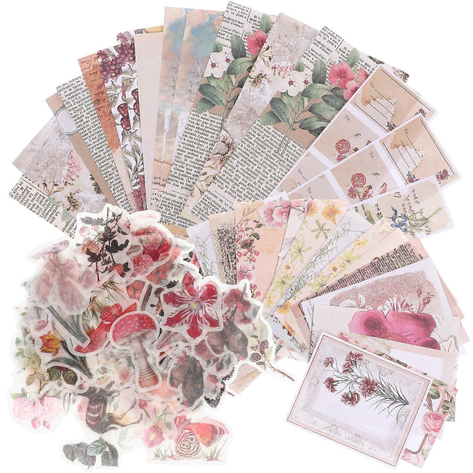 Vintage Scrapbook Kit with Decorative & Handmade Craft Papers, Stickers for Journaling
