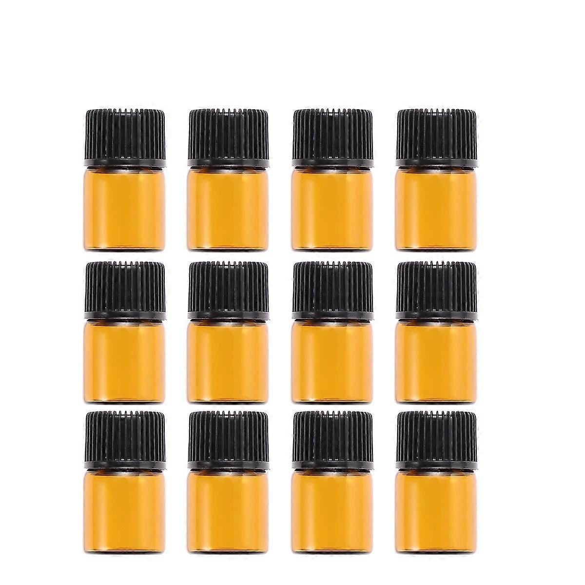 12PC 2ml Mini Glass Bottles with Orifice Reducer for Essential Oils Chemistry and Perfumes