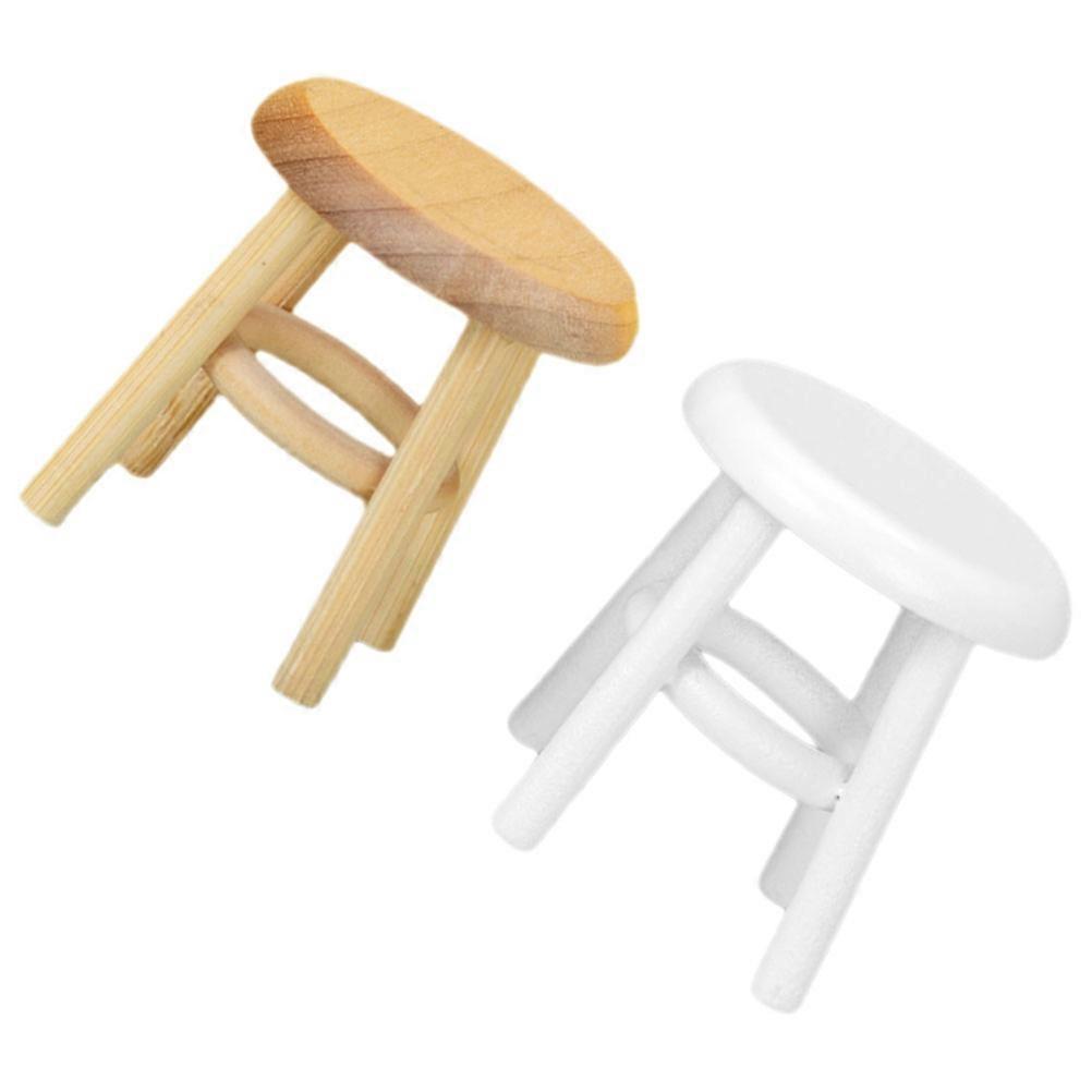 Assorted Color Miniature Wooden Stool for Kids Use in Bedroom Living Room or Kitchen 2 Pcs 1:12