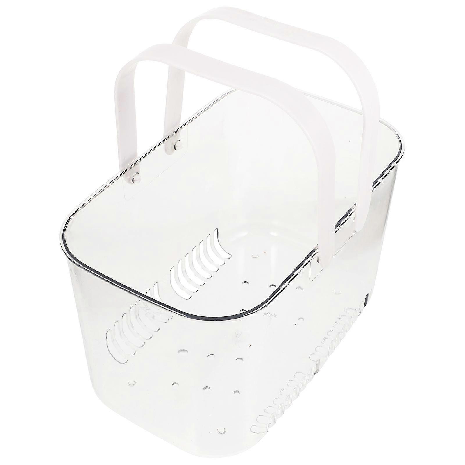 Transparent Storage Basket with Handle Portable Bath  Basket Fruit Drainable Basket