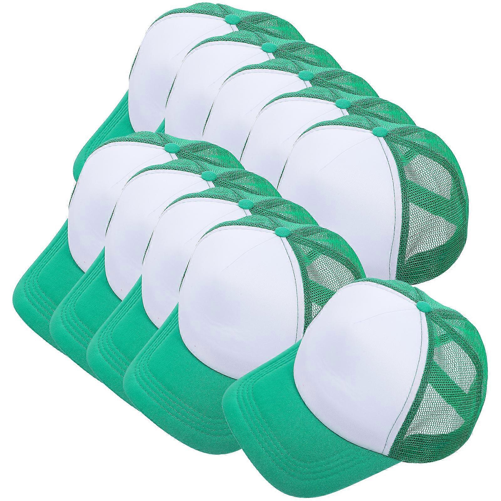 Bulk Blank Heat Transfer Hats 10Pcs Perfect For Picnics And Hiking Made From Lightweight Green Polyester