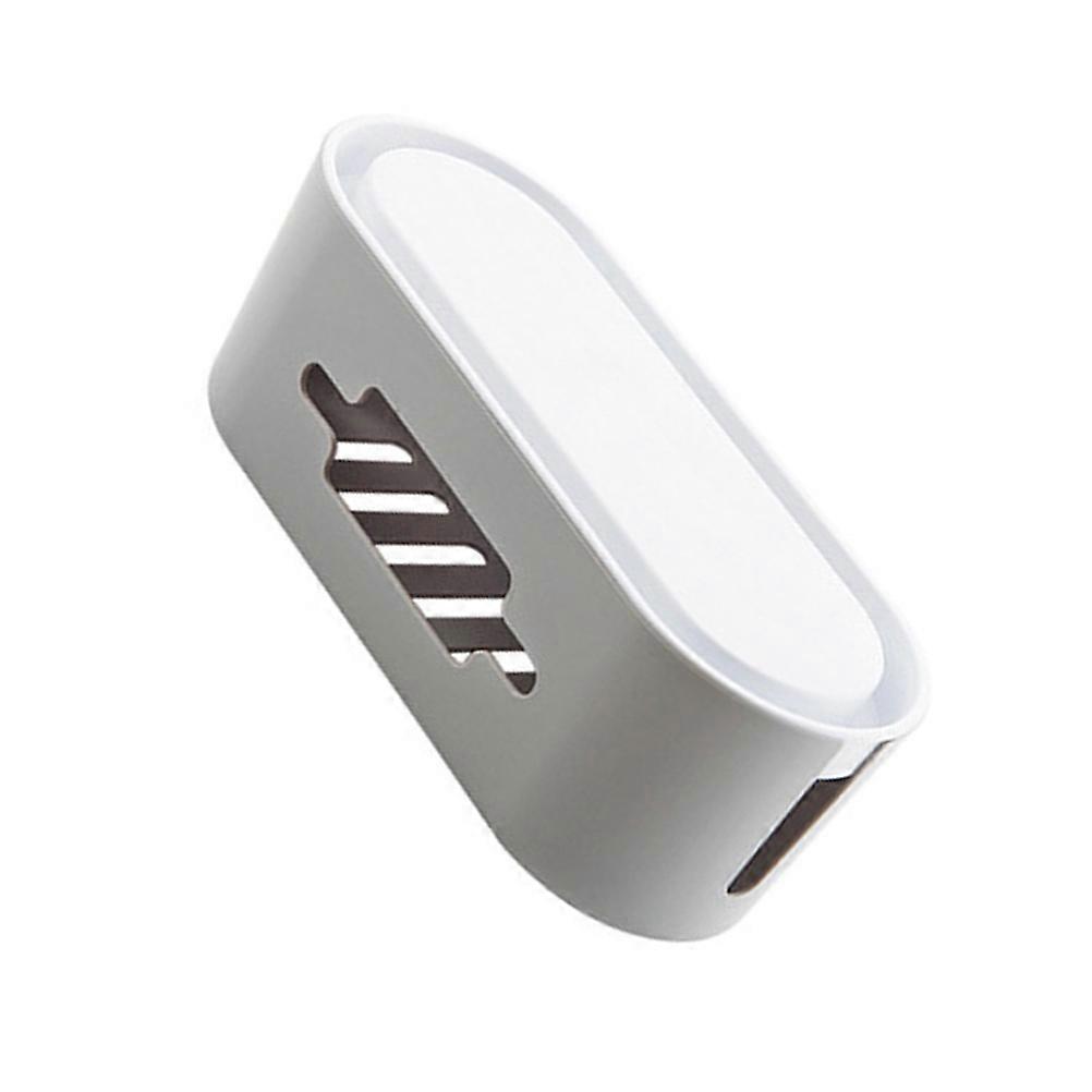 Grey Plastic Cable Management Box for Organizing and Protecting Cords in Home or Office 7.5 x 5.2 x 3.1 Inches
