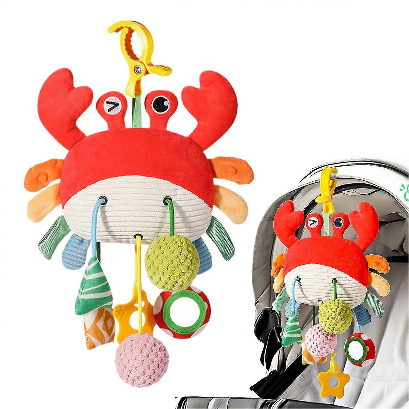 Plush Crab Rattle Toy, Hanging Rattles for Cribs, Plush Animal Rattles, Educational Toy, Cartoon Toddler Bed Crab Wind Chime for Kids, Girls