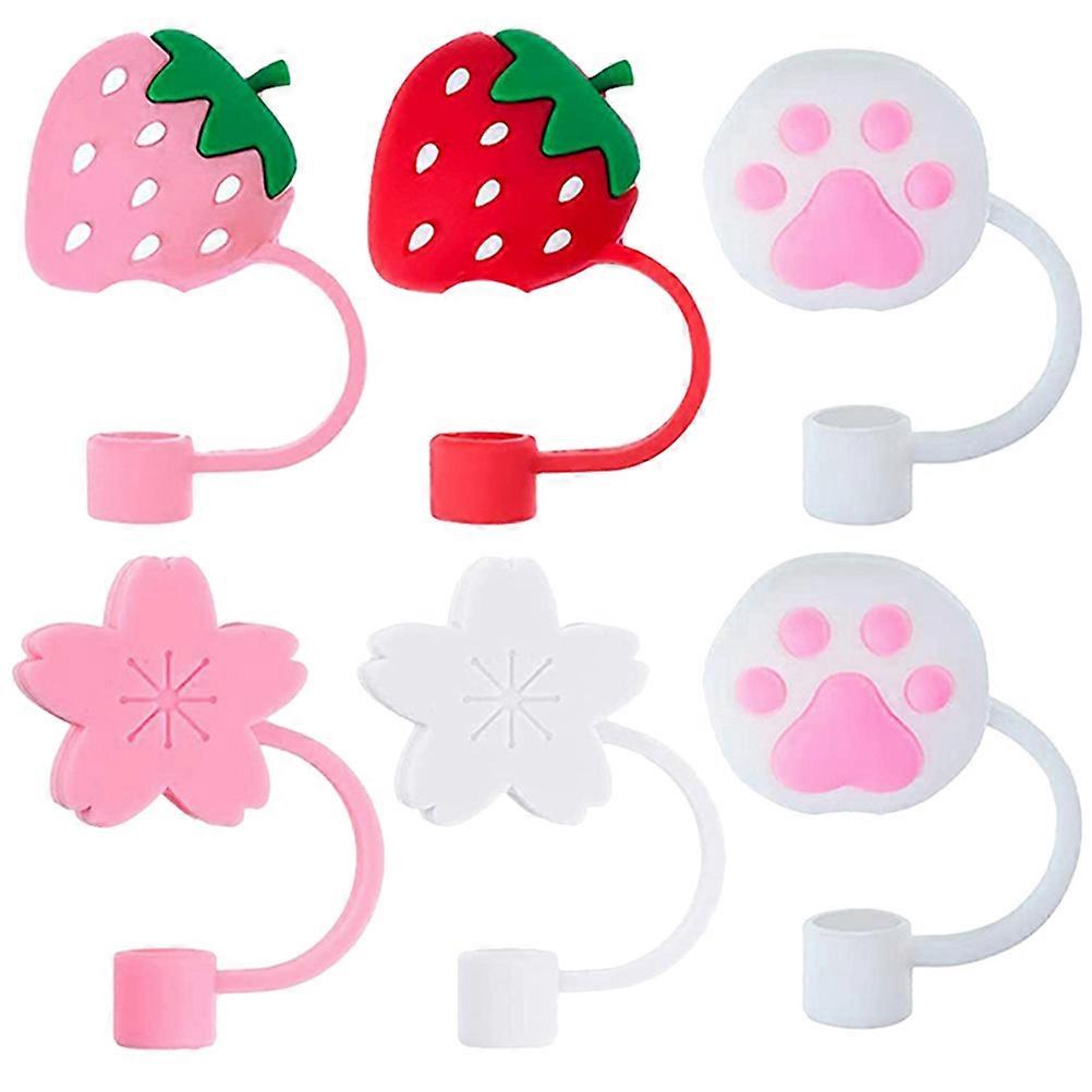 Drinking Straw Caps 6Pcs Silicone Straw Tips Covers For Parties And Festivals In Assorted Color