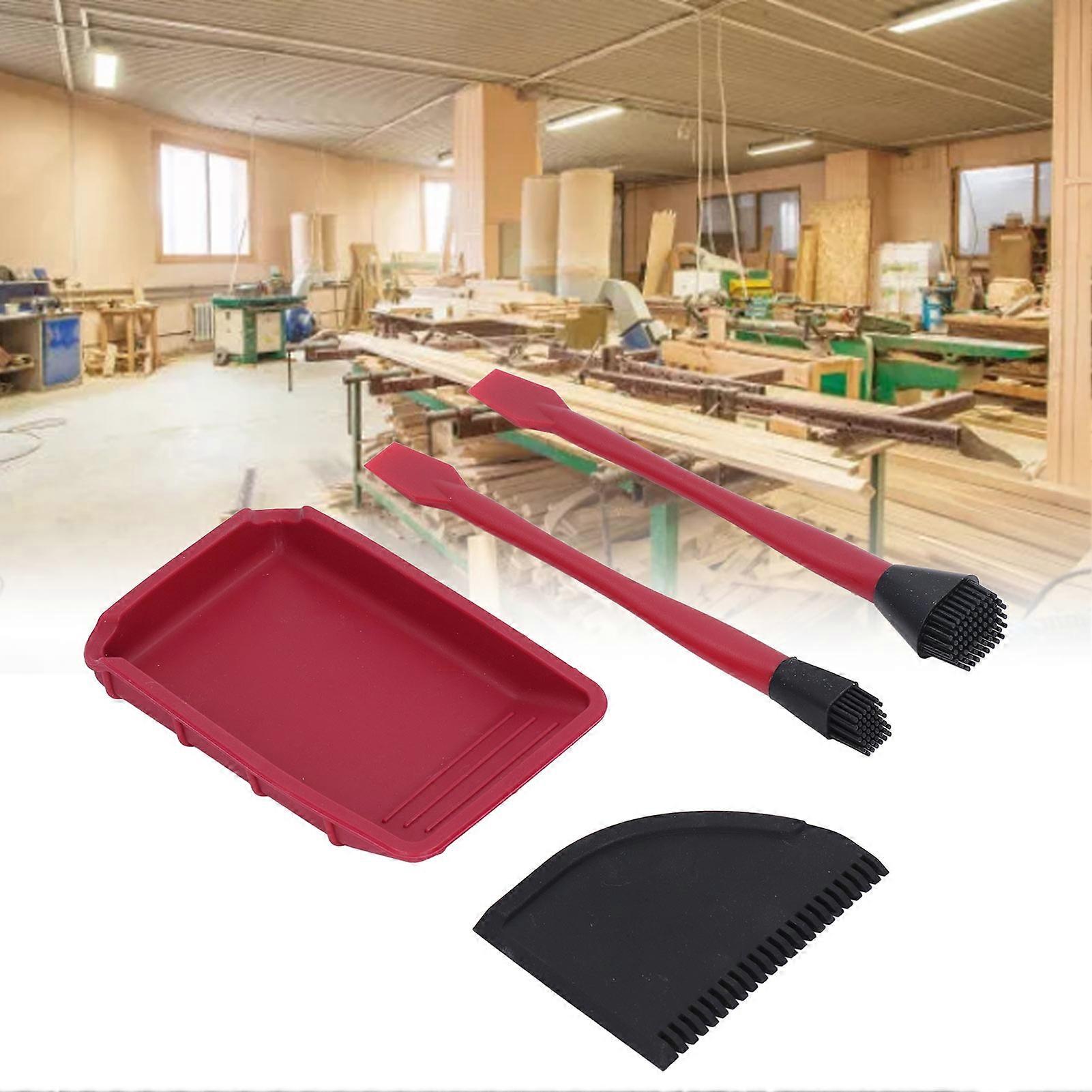 Complete Silicone Glue Kit Wood Glue Up Brushes Tray Comb School Gluing Spreader Applicator Set