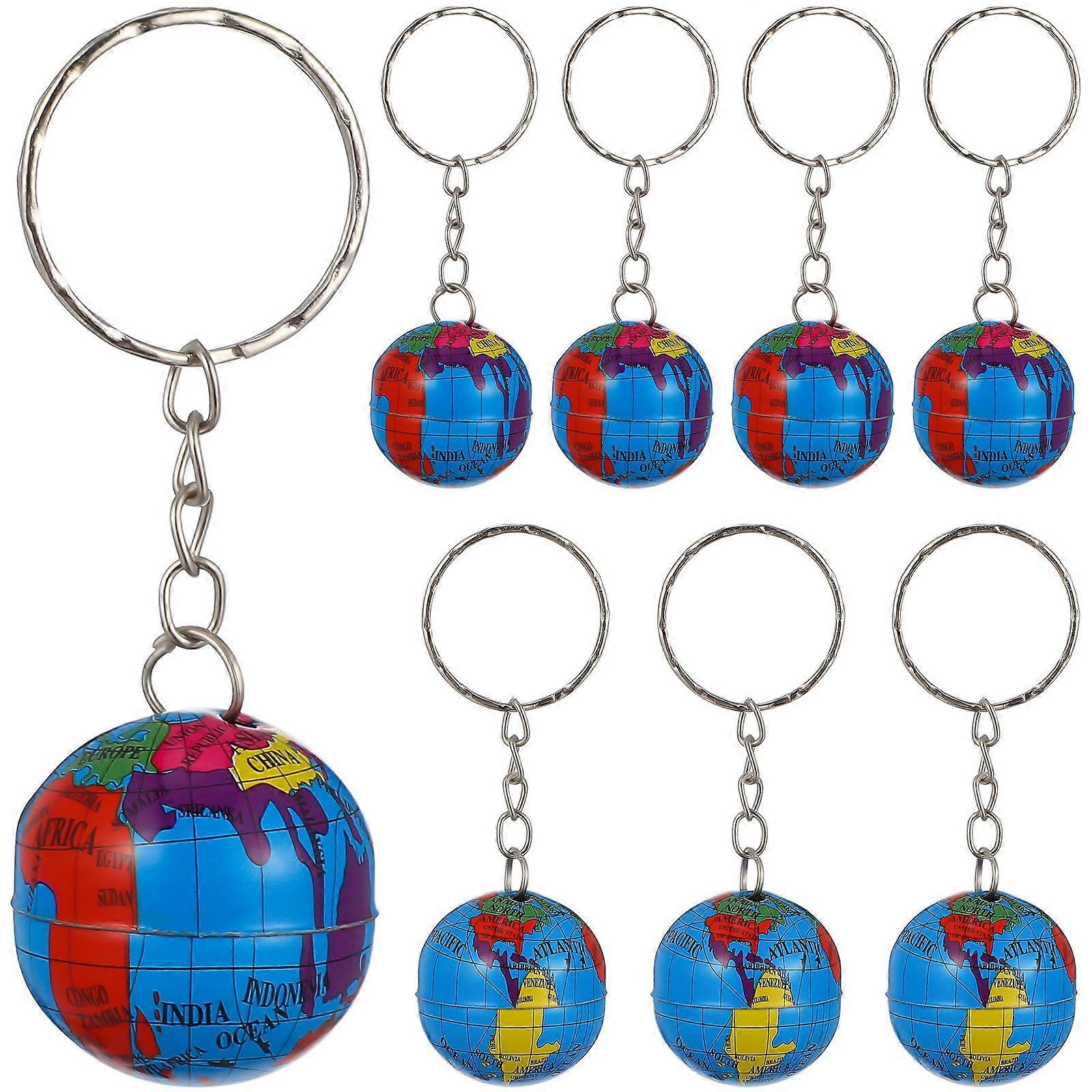 12 Pcs Globe Pendants Keychains Creative Key Rings with Globe Pendants Key Holders Craft Ornaments