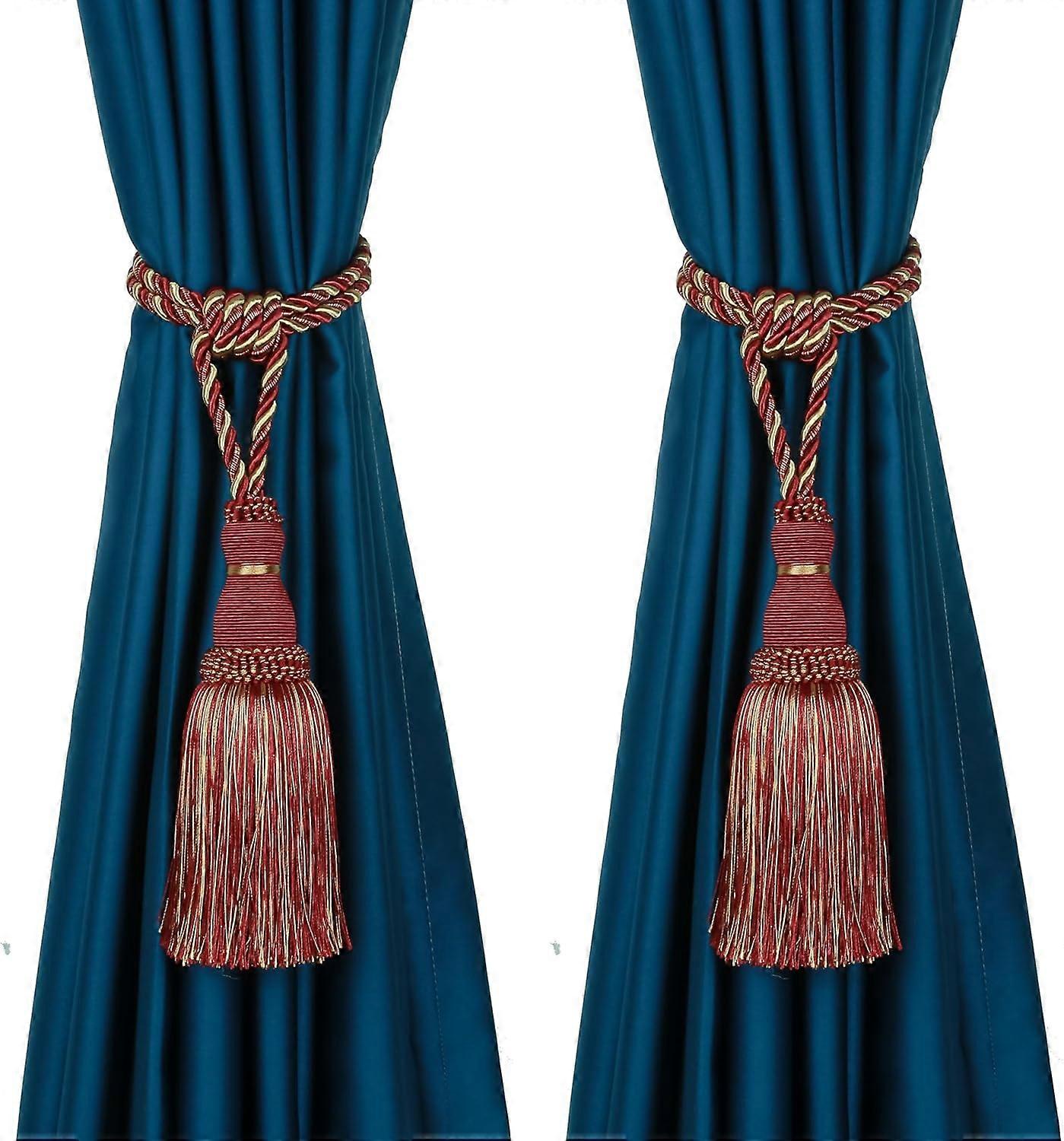 2 Pack Mix Curtain Tiebacks Tassel Drapery Tie-Backs Rope Handmade