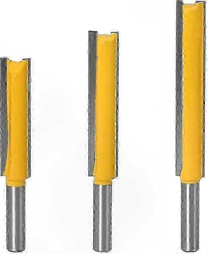 Straight Router Bit Set, 3-Piece 8mm Shank Woodworking Trimming Tool with Two Flute Design for Clean Cutting