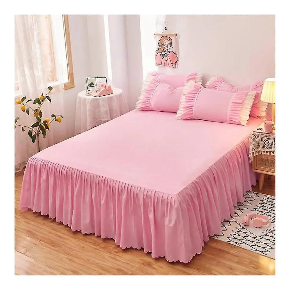 Solid Green Bed Skirt with Elastic Fitted Sheet for Single, Queen or King Bed (120 x 200 cm)