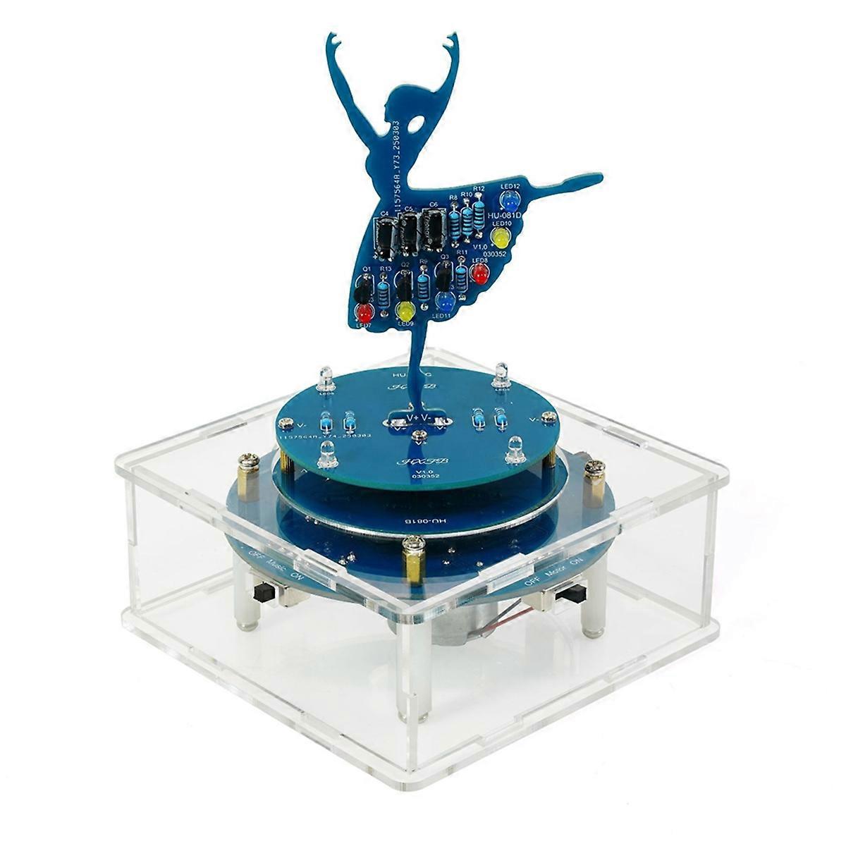 Rotating Music Box DIY Electronic Kit Girl Music Box with RGB LED Rotating Design for DIY Welding Practice