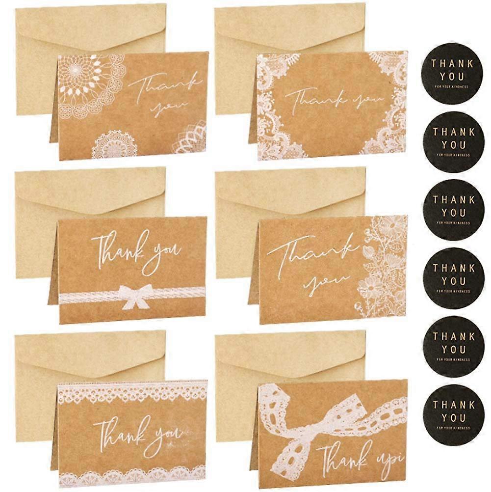 Kraft Paper Thank You Cards Pack of 12 with Envelopes and Stickers