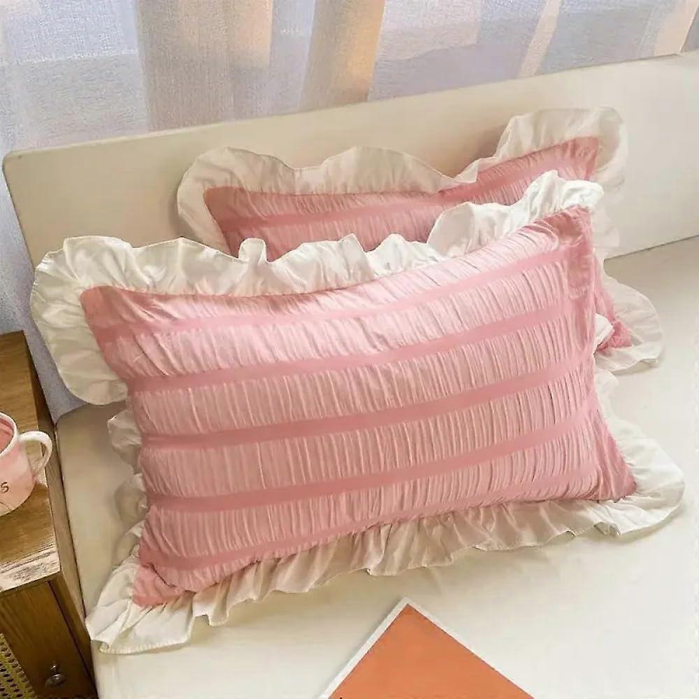 Princess Style Girl Heart Pillowcase Set Small Fresh Lovely Solid Color Lace Ref: 4704
