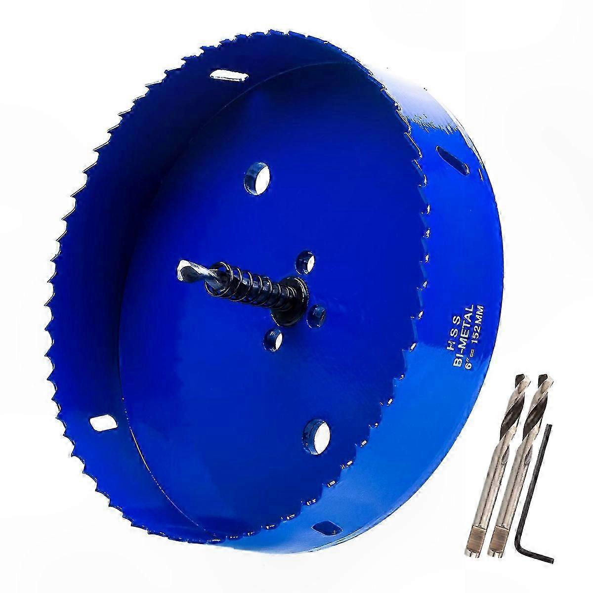 6 Inch Hole Saw Blade with Hex Shank Adapter for Woodworking Projects (Blue)