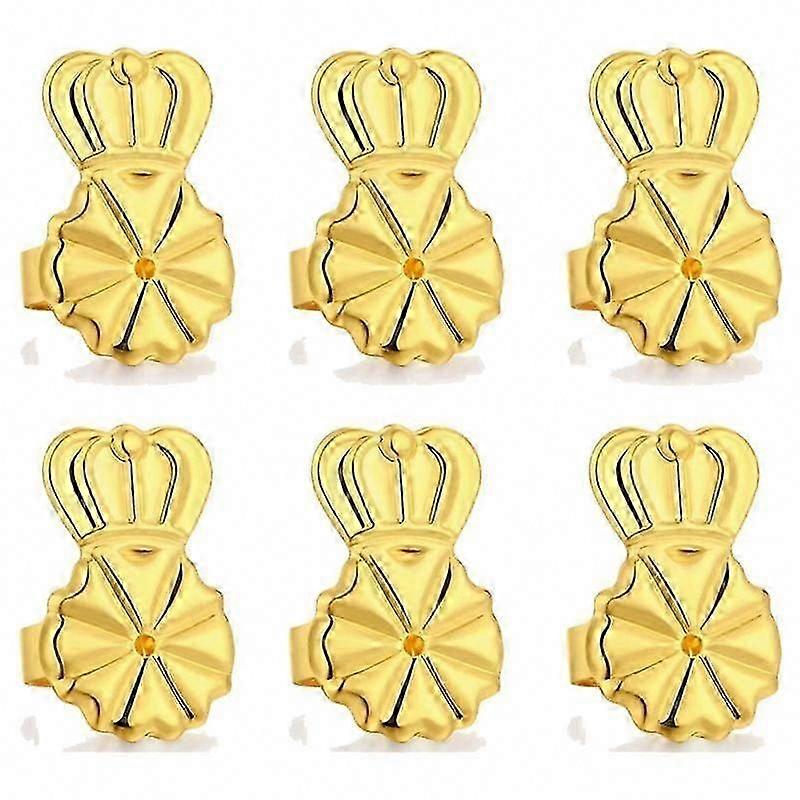 3-Pairs Earring Backs for Heavy Earrings, Adjustable Secure Earring Backs Lifter (Gold)