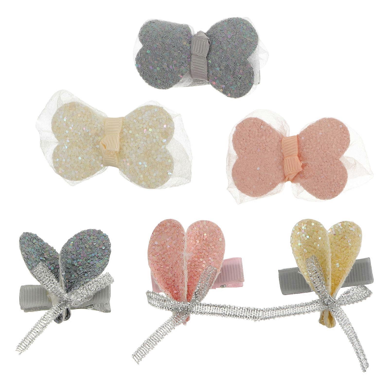 Hair Accessories Hair Bow Clips for Ladies Assorted Color Mesh and Sequin Material Lightweight Comfortable 3 Pairs