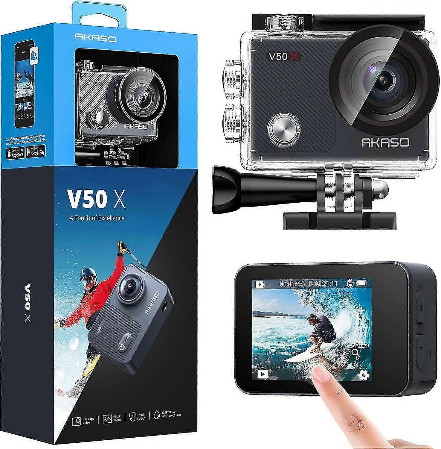 2025 Latest Model V50X Native 4K30fps WiFi Action Camera with EIS Touch Screen 4X Zoom 131