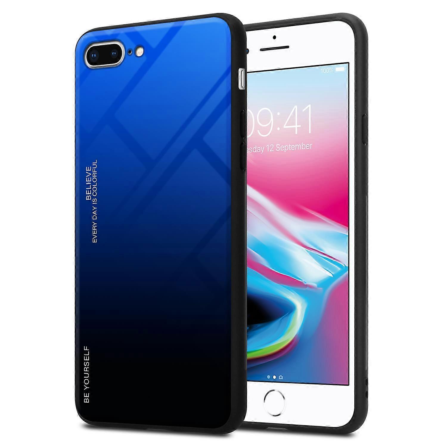 Case iPhone 7 PLUS / 7S PLUS / 8 PLUS TPU Protective Case - Back Cover with Protective Glass - Two-Tone