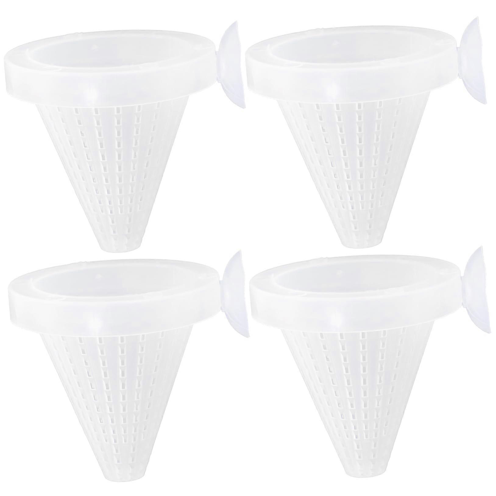 4Pcs Durable Fish Feeding Cups with Suckers for Fish Tank, Red Shrimp Food Dishes, Random Color Options
