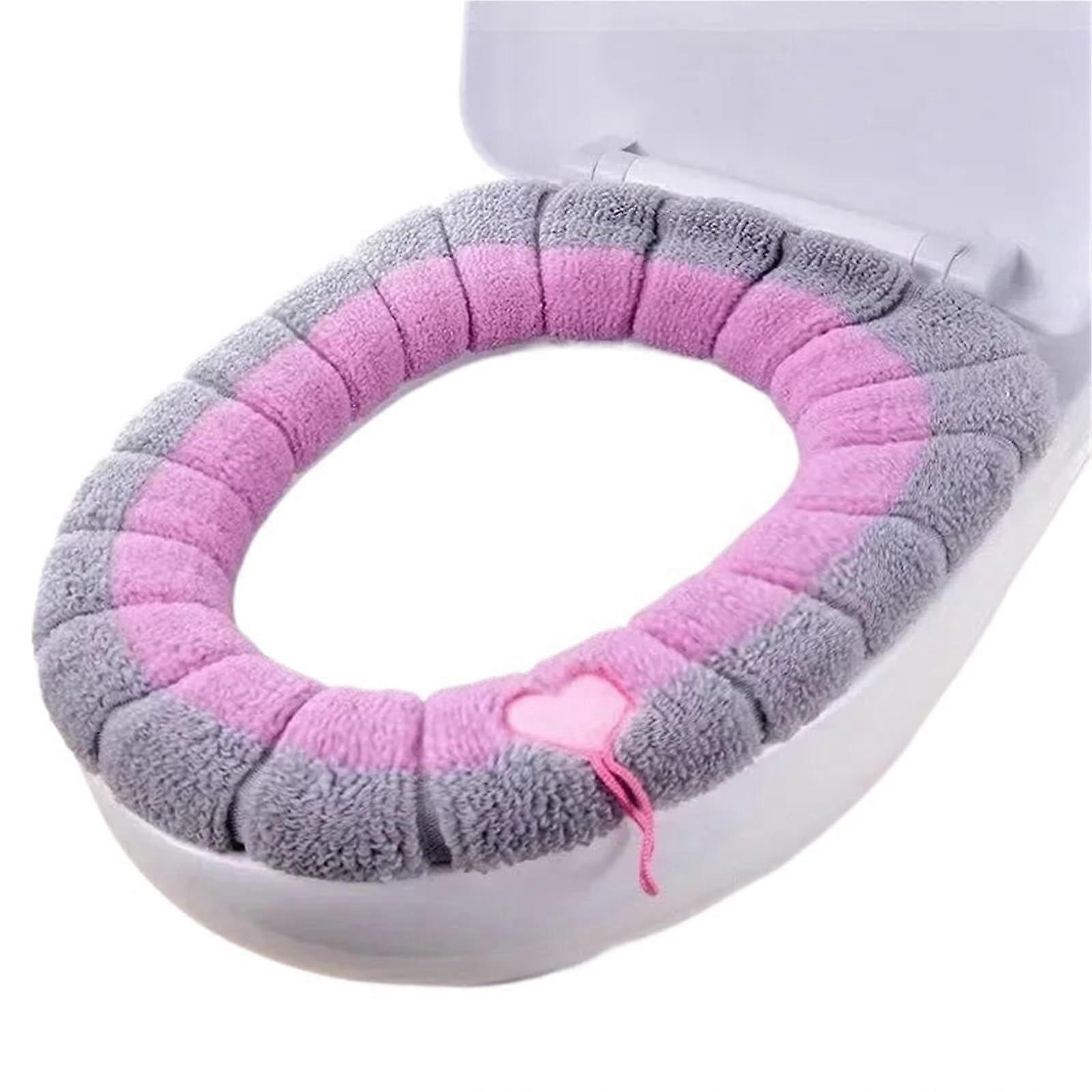 Winter Toilet Seat Cushions Pink Soft Thick Washers with Insulation Accessories for Bathroom Toilet Handles