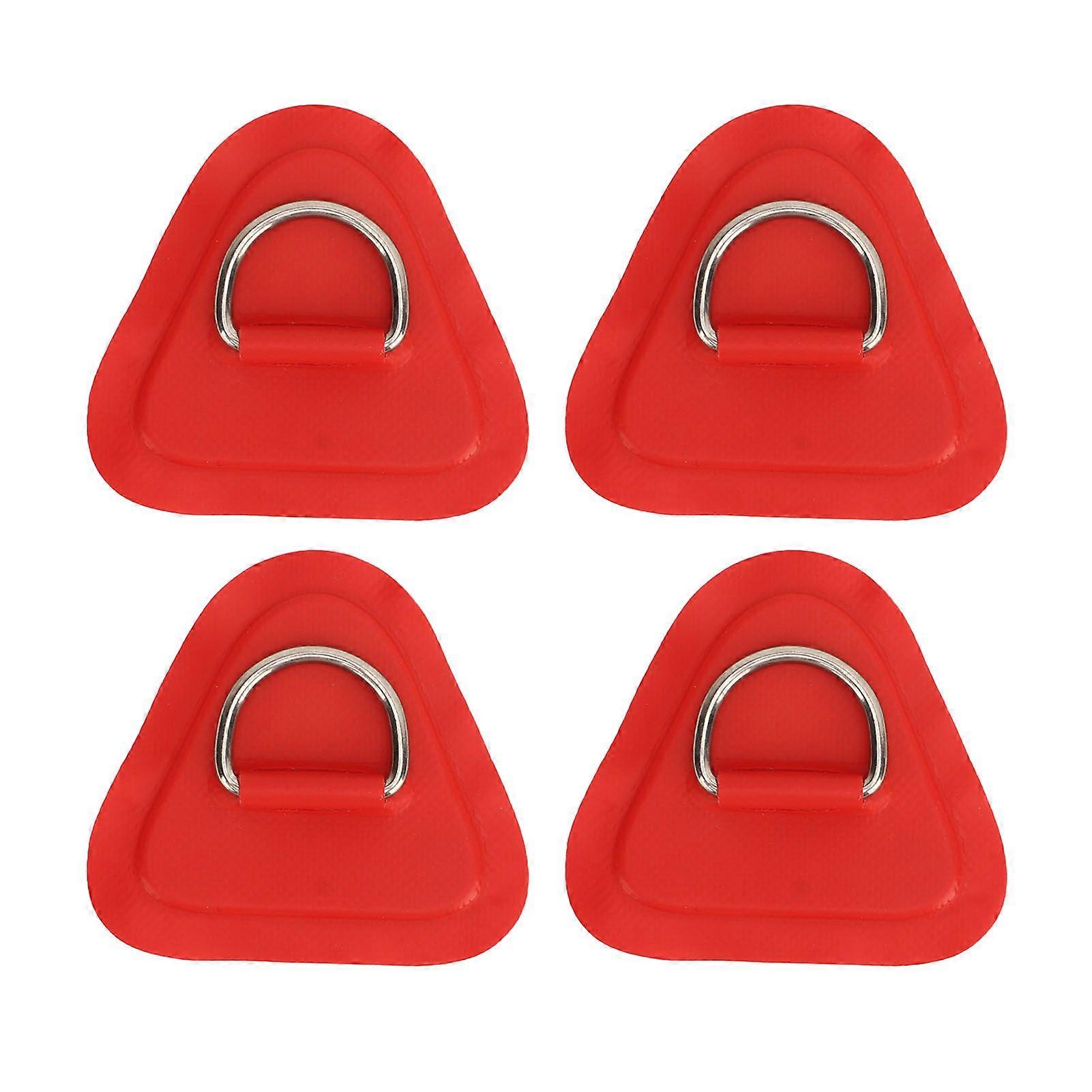 4 Pcs D Ring Patch Stainless Steel D Ring Pad for Inflatable Boat Surfboard Dinghy Paddle Board Red