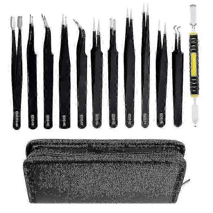 Anti-static Precision Esd Tweezers Kit - 12 Piece Electronics Repair Tool Set