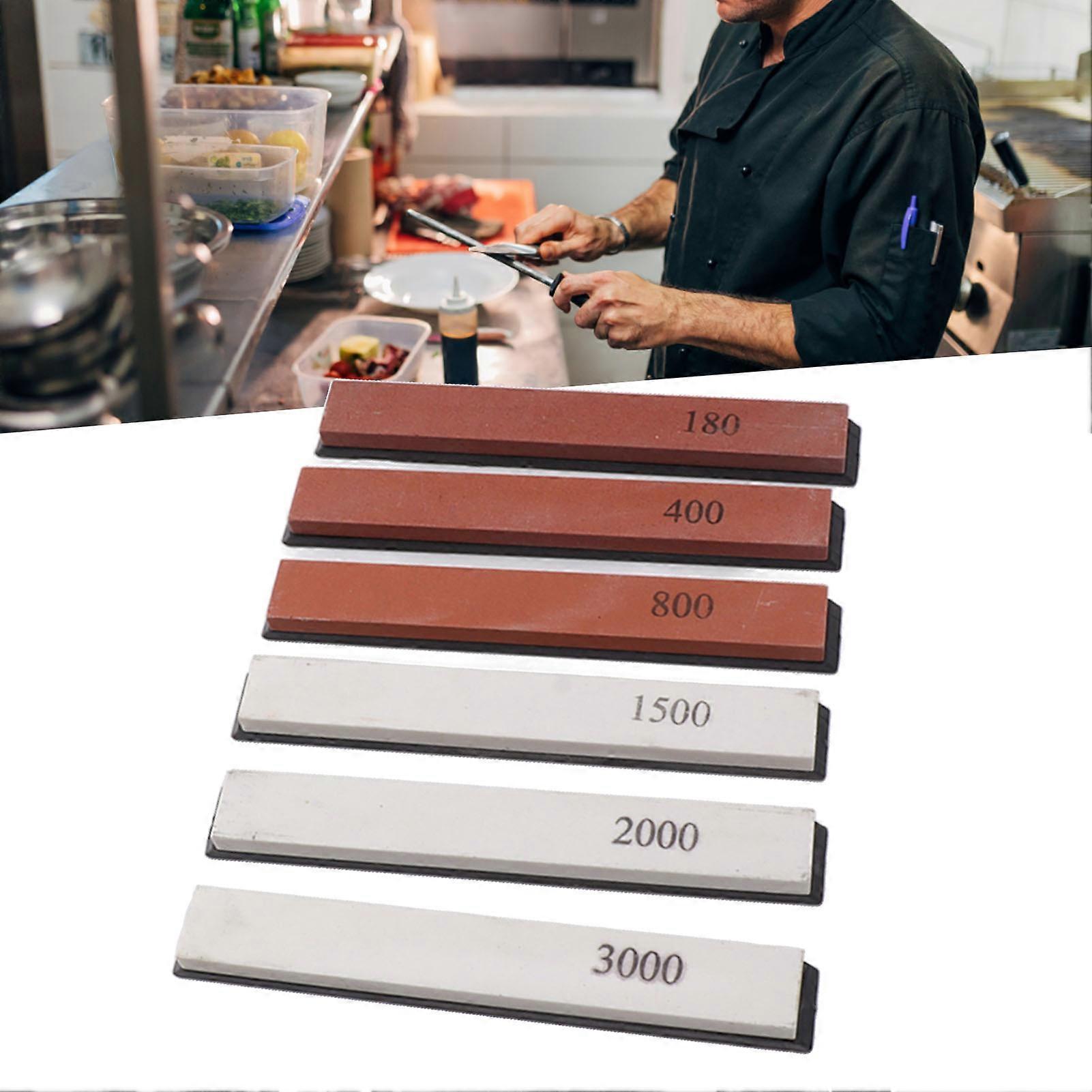 6PCS Knife Sharpener Stones with Base Angle Guide 150x20x7mm