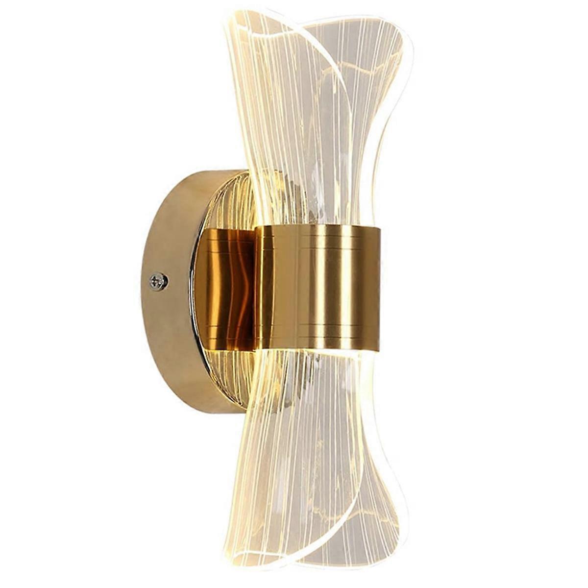 Gold Acrylic Wall Sconce, Decorative Led Wall Lamp with 3 Color Temperature Options , Perfect for Hallway & Bedside Lamp