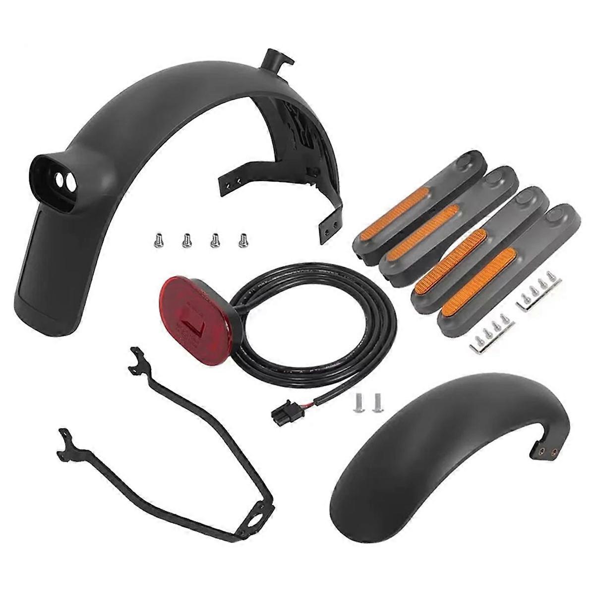 Front Rear Kit for 4 Ultra Electric Scooter Mudguard with Support Taillight Reflective Strips Side Shell