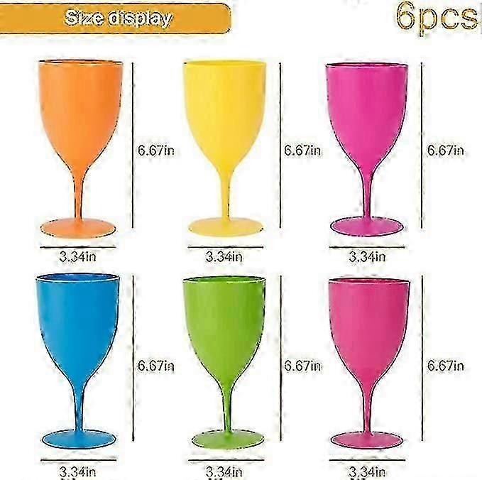Plastic Wine Glasses Set Of 6, Reusable 300ml Wine Goblets Frosted Solid Color Cocktail Glass Unbreakable