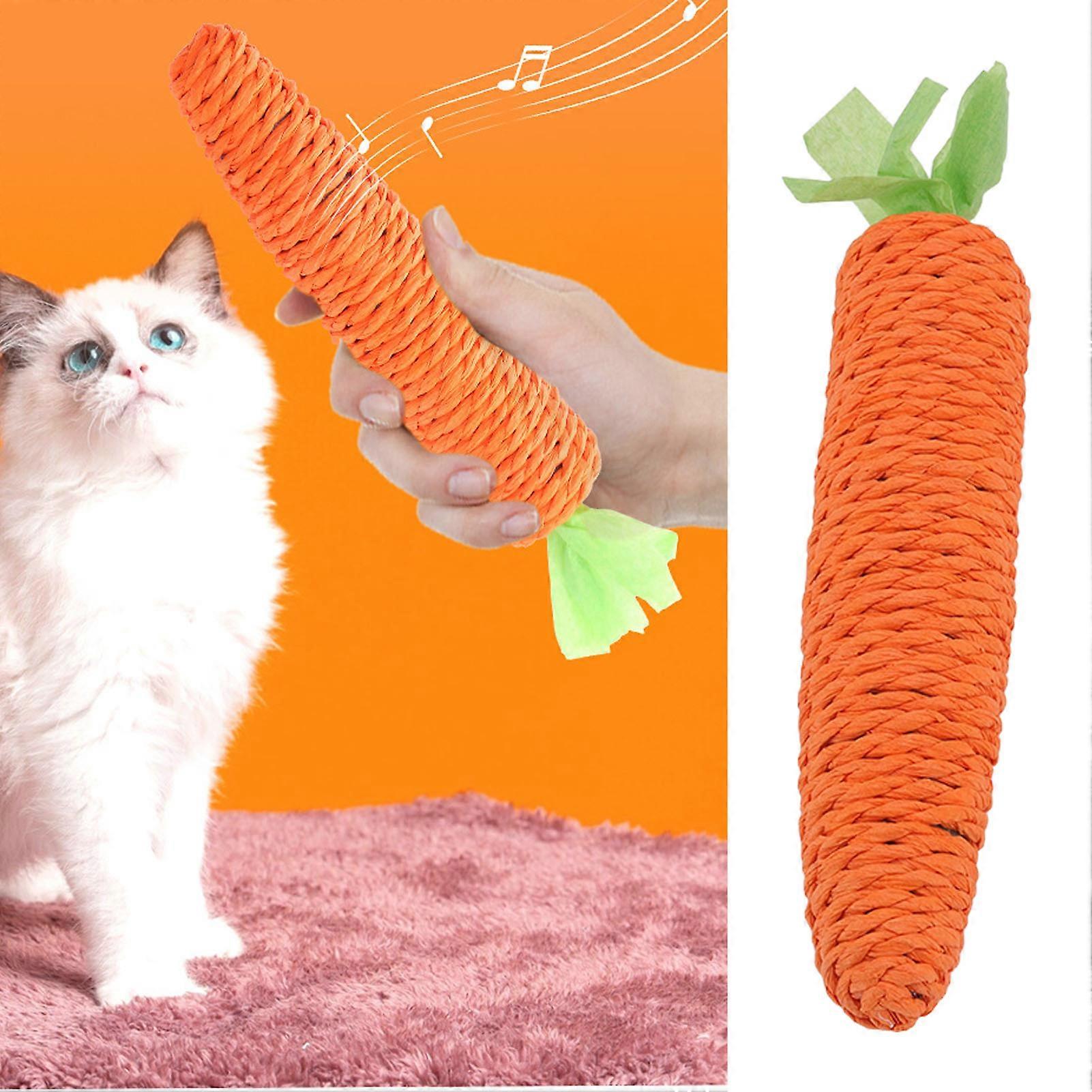 10pcs Carrot Cat Toy 4x15.5cm Paper Rope Chew & Claw Care