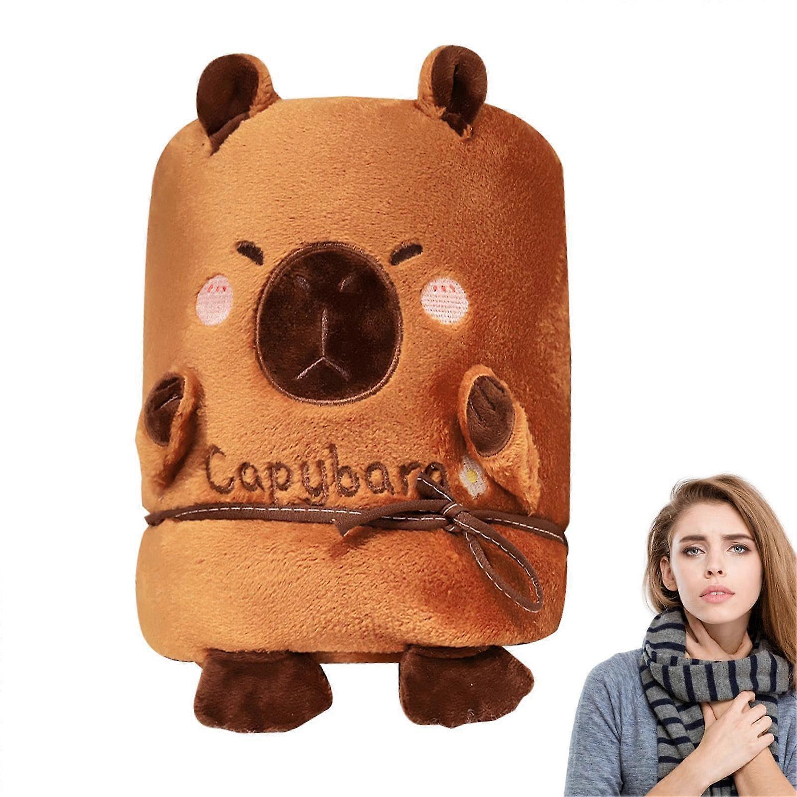 Capybara Hooded Blanket Wearable Oversized Blanket Hoodie 90cm For Travel And Home Use Funny Animal Blanket