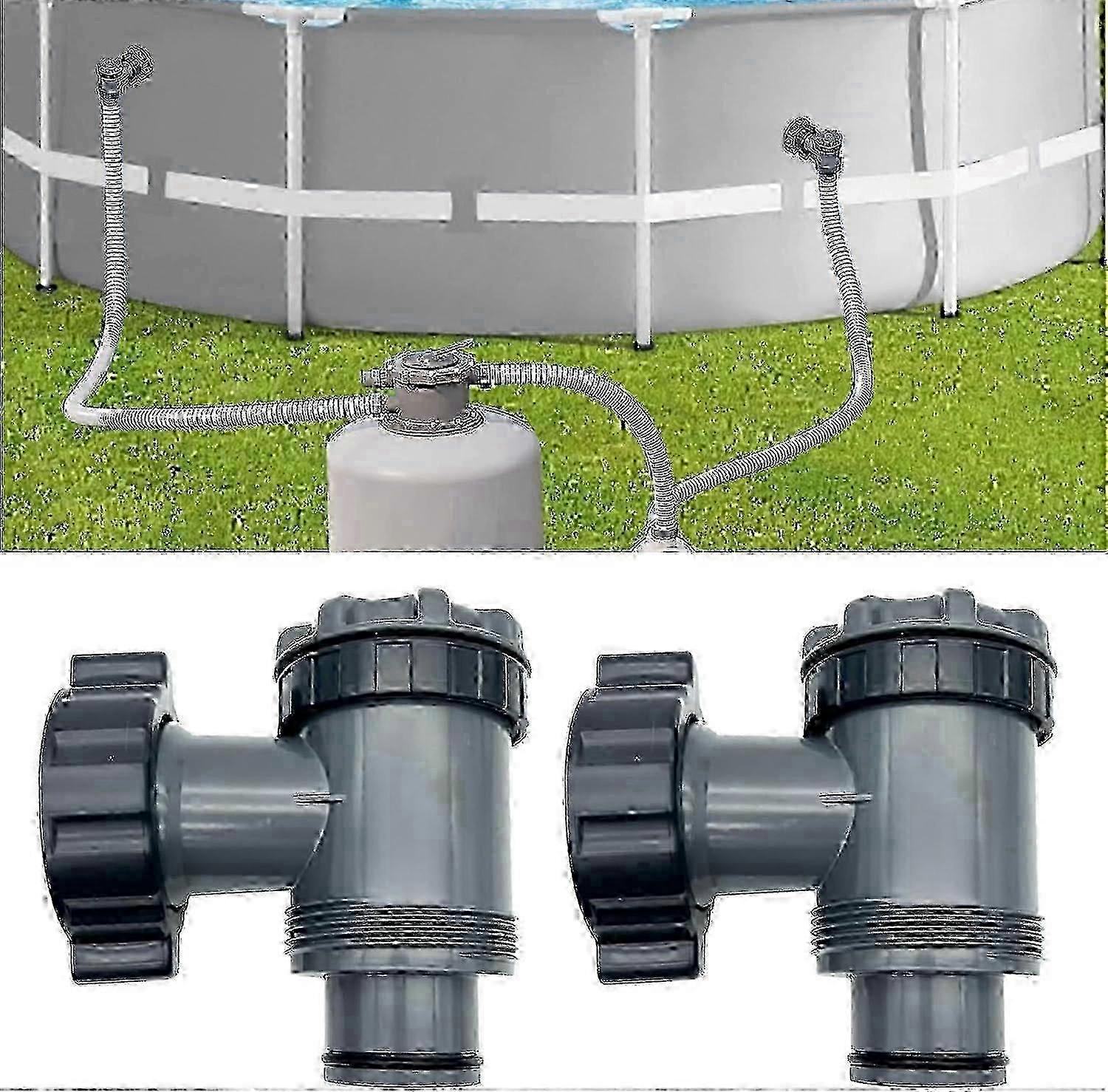 Inlet/Outlet Valve for Compatible with Coleman, Intex, Bestway, Above Ground Pool Filter Pump, Pool Pump Replacement Parts, for 1-1/2 Inch Hose (2 Pa