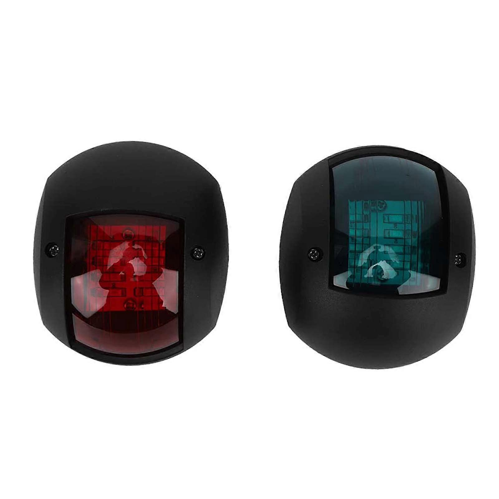 Boat Navigation Light Spherical Red Green LED, Side Lights for Pontoon and Quick Boats, Black Housing