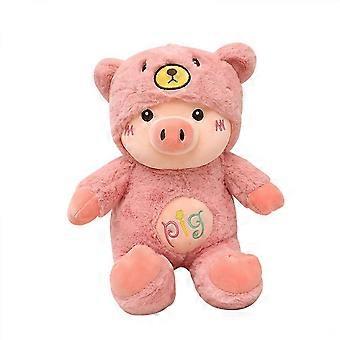 Ycj Pig Cartoon Pig Plush Bear Hat Pig Doll Plush Toy, Children's Best Gift (pink 45cm, 17.7 Inches)