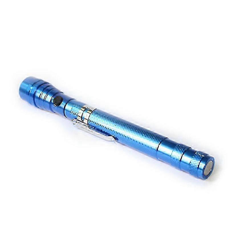 Multipurpose Led Flashlight Solid Color Stretchable Illuminated Magnetic Electric Torch Metal(Blue)