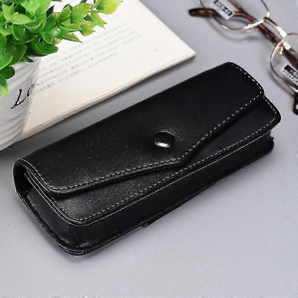 Leather Glasses Case for Men with Belt Clip Cowhide Portable Storage Box