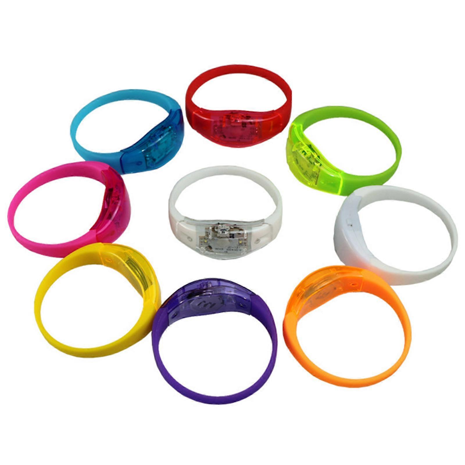 9pcs Light Up Silicone Bracelets with Multiple Flashing Modes Glowing Party Supplies for Adults Kids Night Event Multicolor