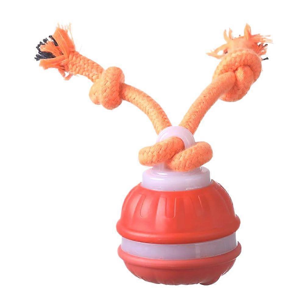 Interactive Dog Ball Squeaky SelfRolling Dog Toy for Small and Medium Dogs Orange Rubber