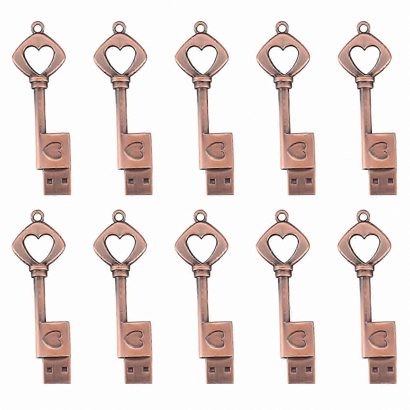 8GB Heart-Shaped Copper USB Flash Drive, USB 2.0 Memory Stick for Data Storage and Transfer