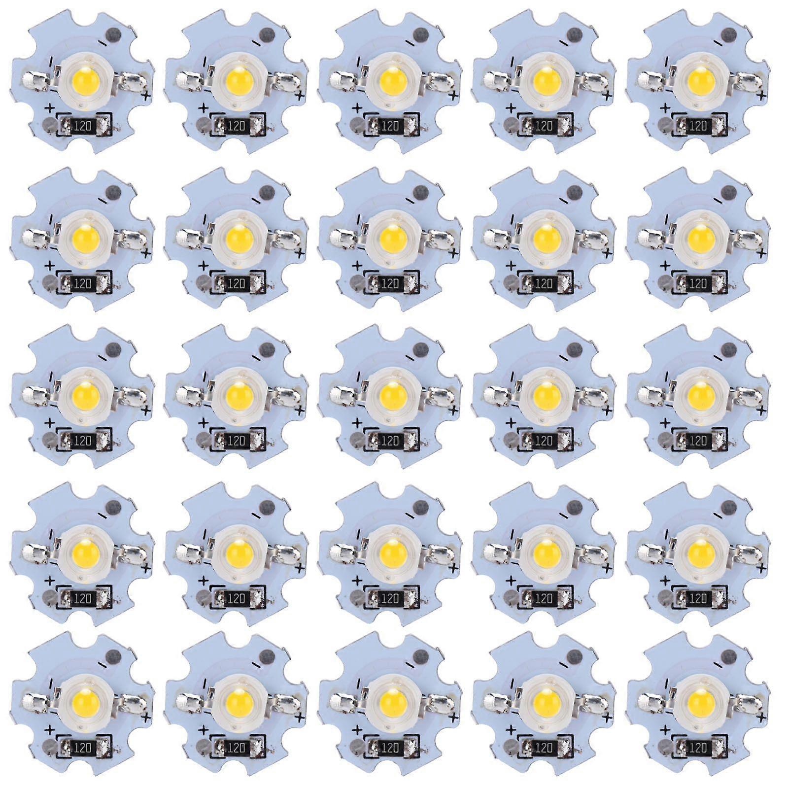 25Pcs 0.5W 5V High Power LED Lamp Bead Light Source Chip with Aluminum PlateWarm White Light: 30003200K