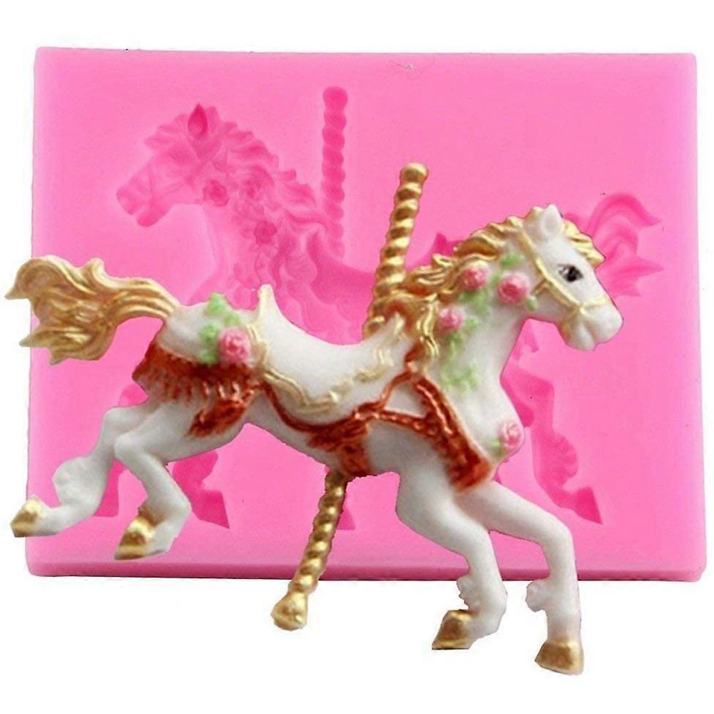 Silicone Mold 3D Carousel Horse Chocolate Mold Non Stick Fondant Mold for Decorating Cakes Chocolate Baking Kitchen