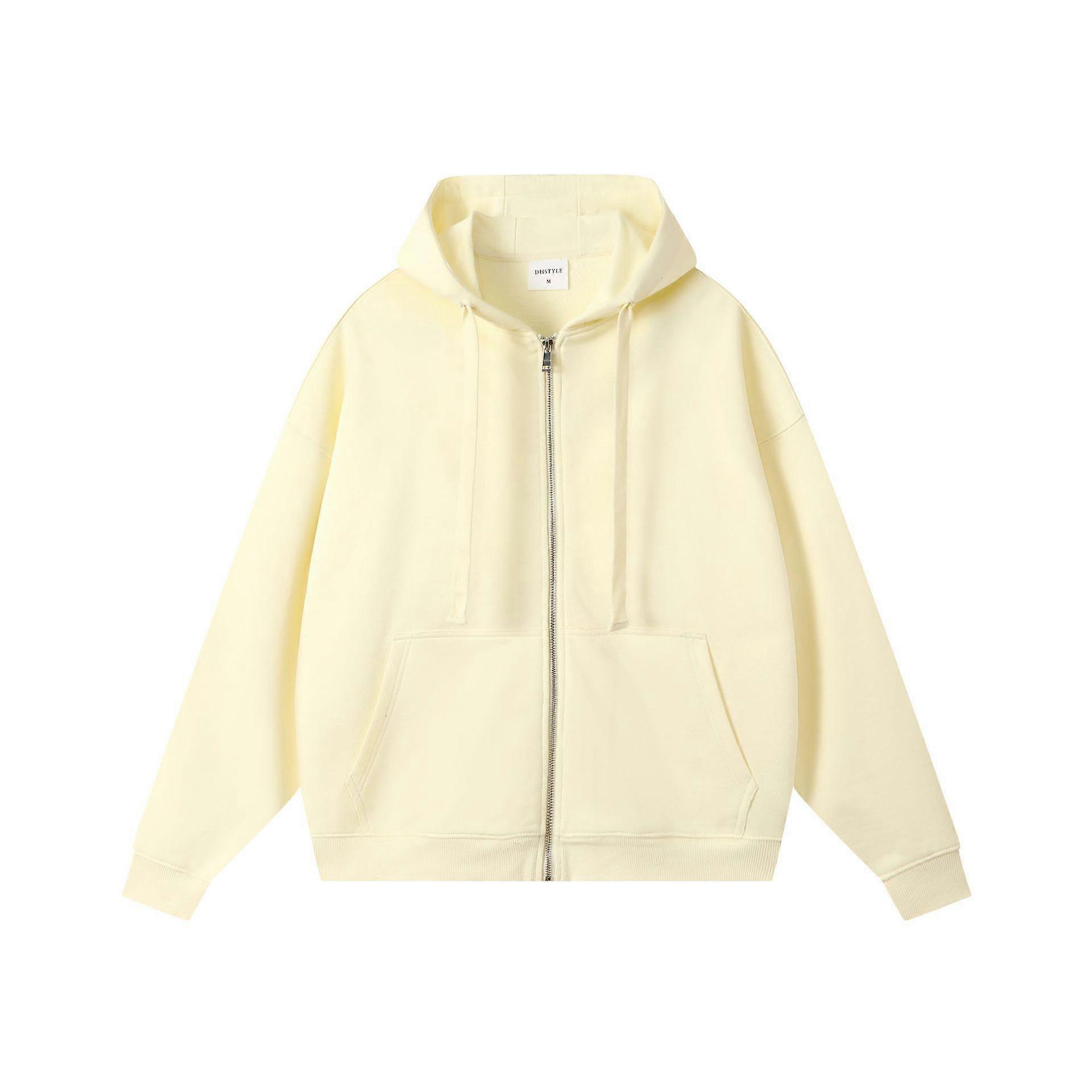 Solid-Color Zipper Jacket Hoodie For Women, Hooded With Large Loops, A Loose And Casual Cardigan For Men In Autumn And Winter