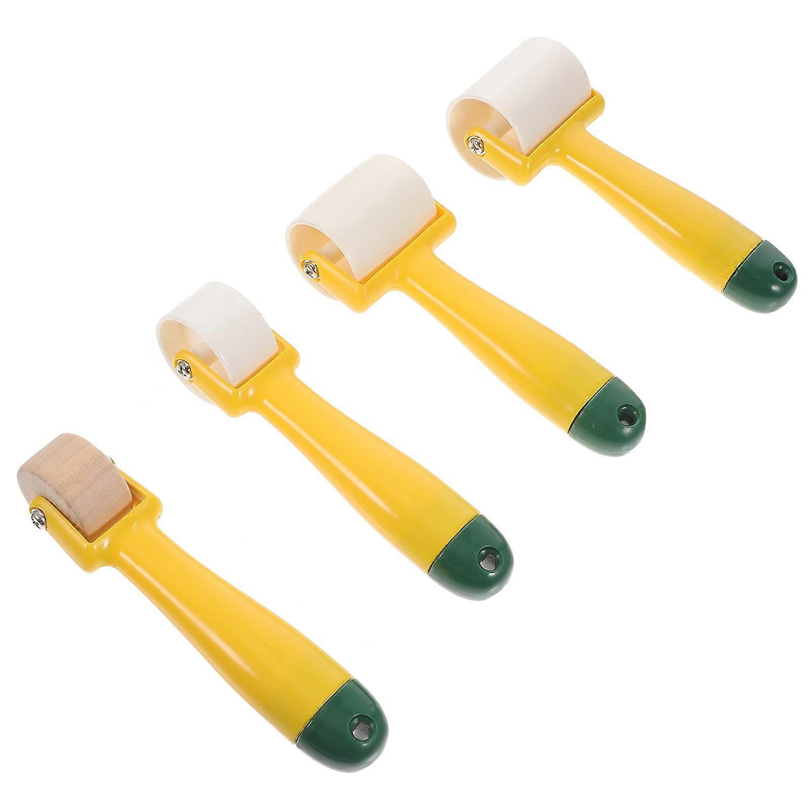 Pressure Wheel Device for Home Decoration Yellow Plastic Wallpaper Tools Enhancing Adhesion 4Pcs