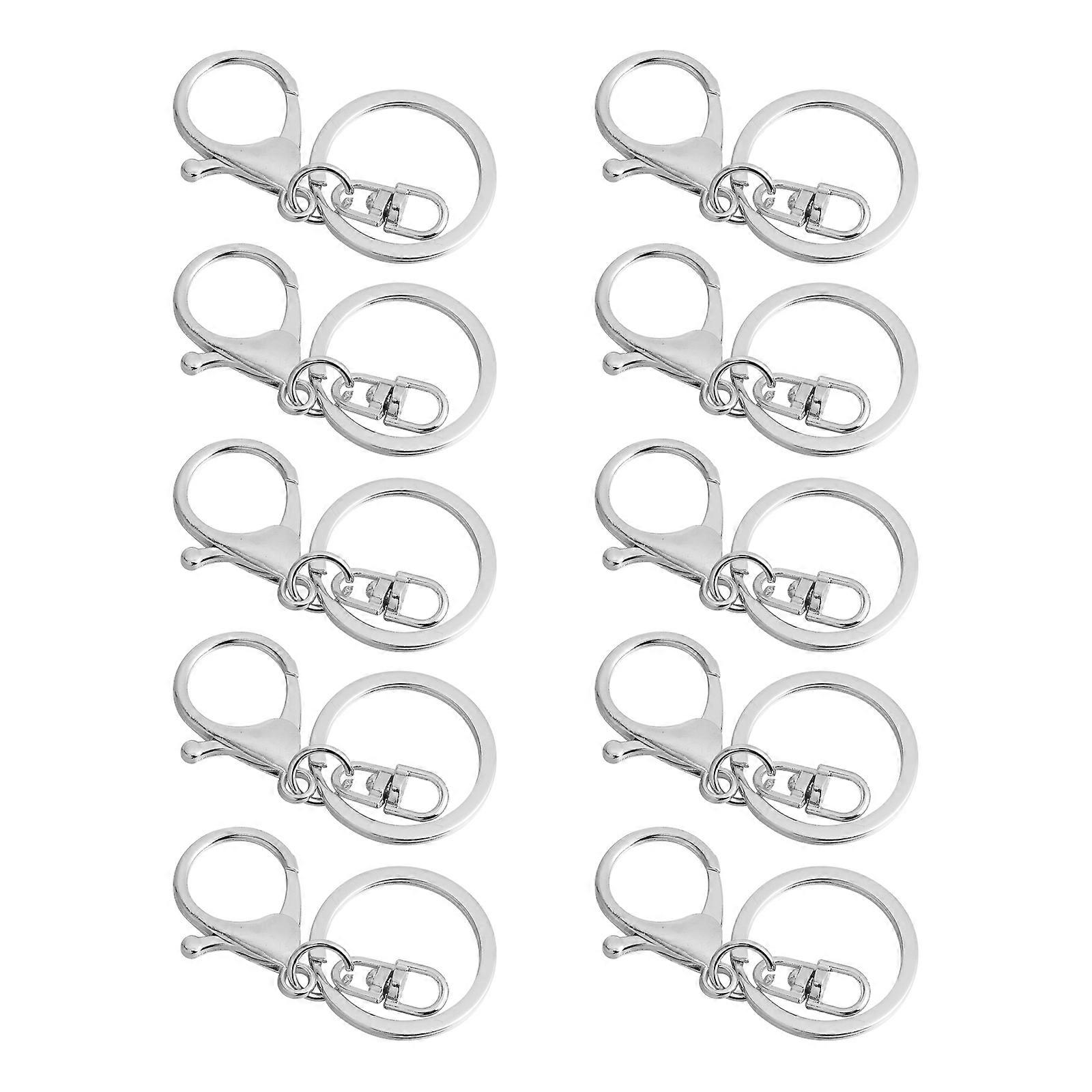 Lobster Claws Keychains for Key Holding 10Pcs Silver Metal Set