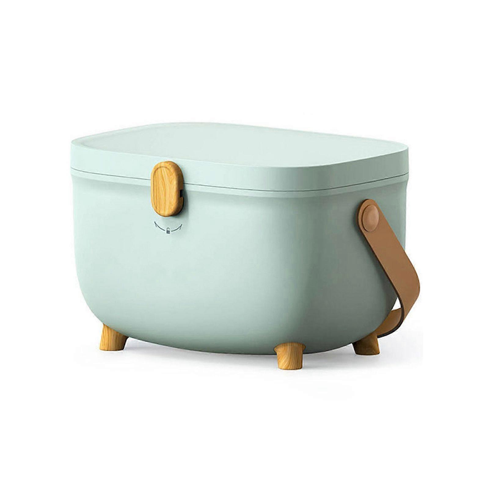 Plastic Medicine Storage Box Oval Double Layers Multi Grid Large Capacity Medical Box Organizer for Home Dorm Green