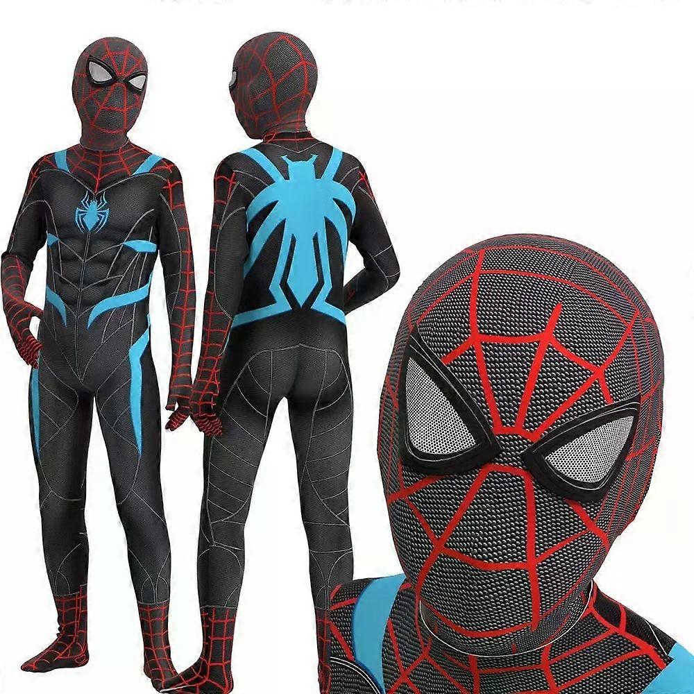 New Spider Man Cosplay Costume Halloween Cosplay Costume Black and Blue Jumpsuit Children and Adult Family Party Birthday Gifts