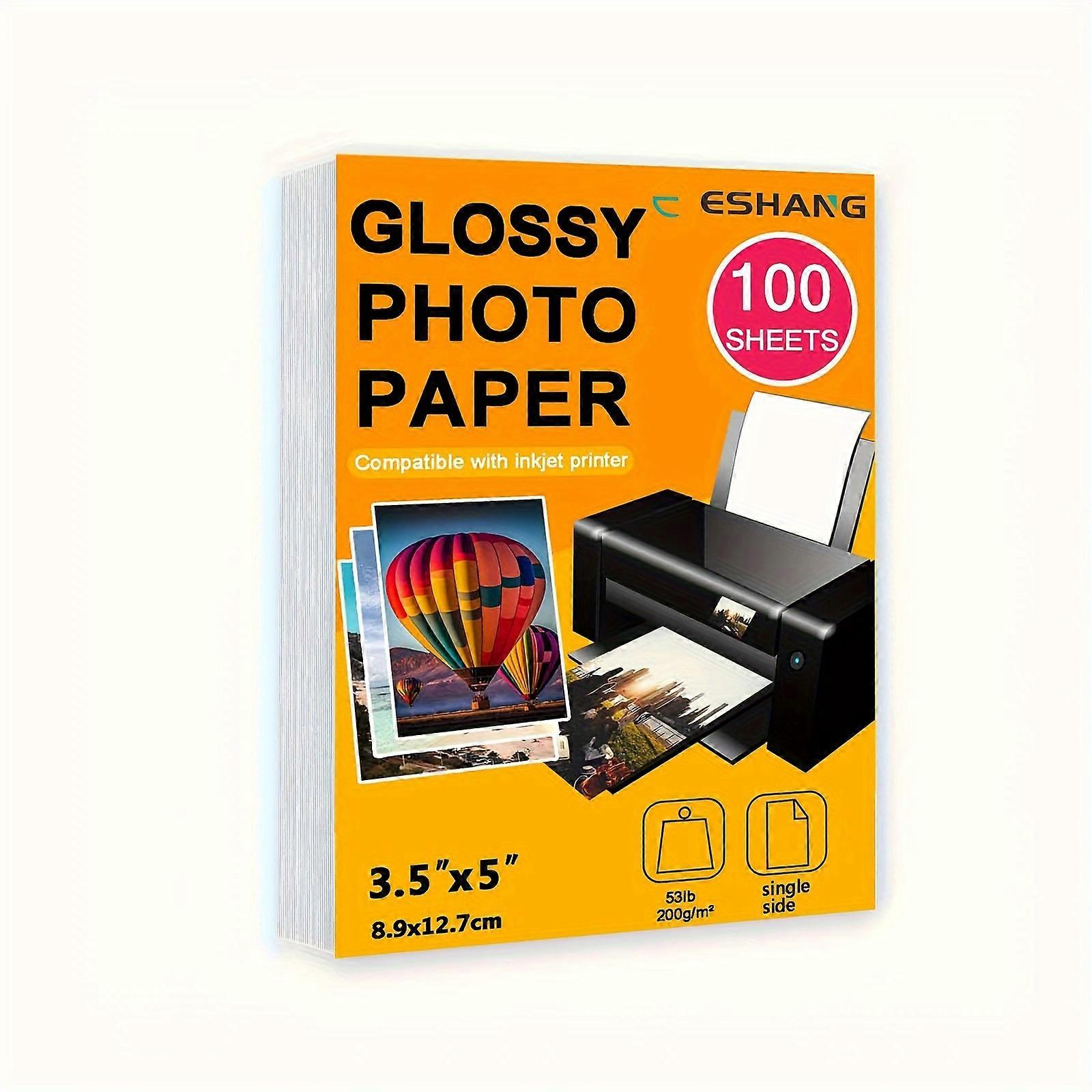 3R 5" x 3.5" (100 Sheets), High Gloss Photo Paper for Inkjet Printers - Quick Dry, Bright Colors, 53 lb (200 gsm), Recyclable
