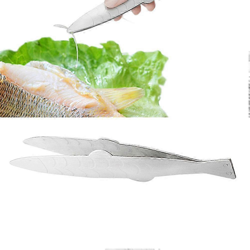 Fish Bone Tweezers Tool With Fish Shape Design For Home Users And Chefs In Silver Color 15x3x3cm 1Pack Edition 0927